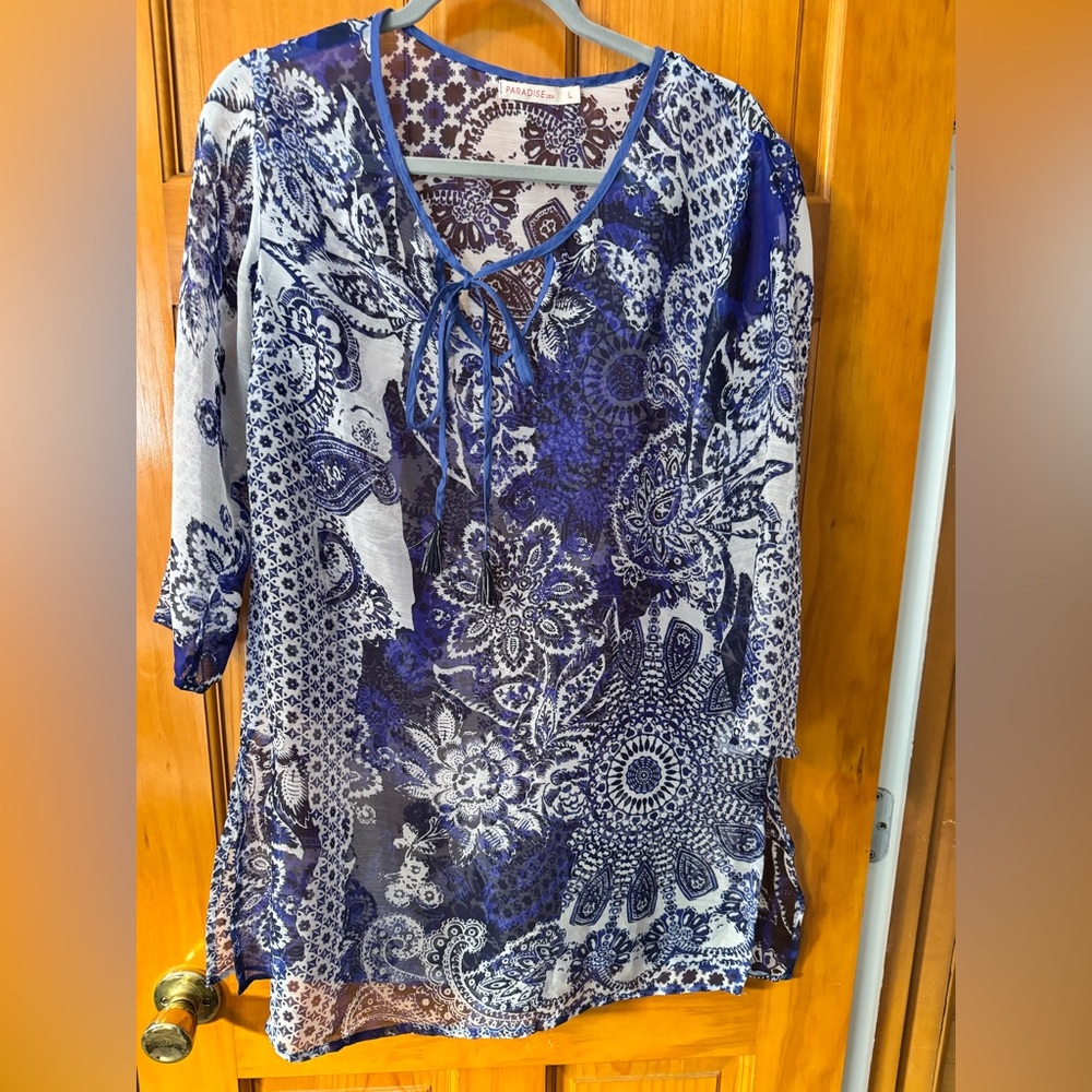 Blue and White Women's Cover up